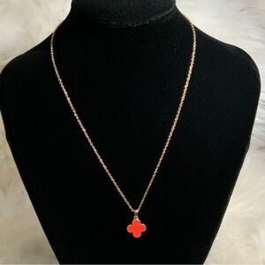 Chic Gold and Orange Clover Necklace